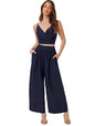 Kotty WomenS Solid Relaxed Fit Sleeveless Co-Ord Top And Trouser Set. Navy Blue