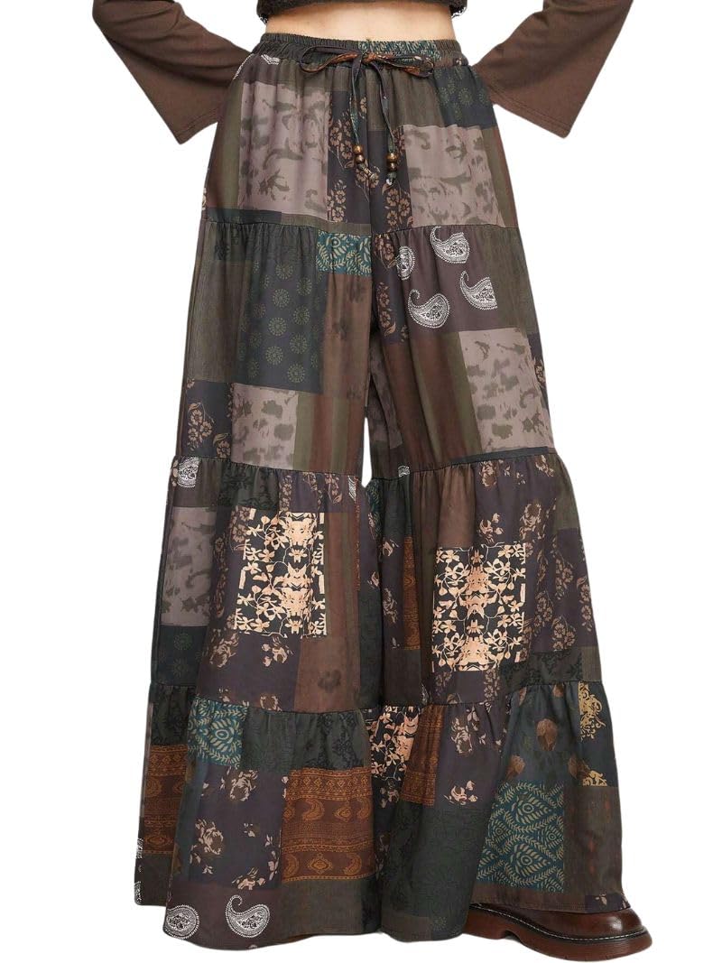 Greciilooks WomenS Boho Harem Pants  Printed Rayon Loose Fit Baggy Trousers With Elastic Waistband & Pockets | Casual Yoga & Lo