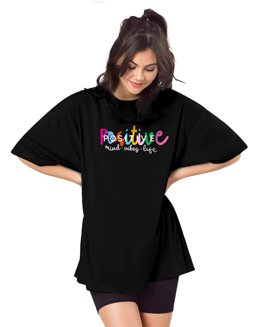 SHODOX Womens Pure Cotton Printed Oversized T-Shirt (Pack of 1)