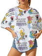 Noble Monk Women Casual Printed Round Neck Top | Colorful Print | Drop Shoulder | Half Sleeve | Regular Fit T-Shirt For Women