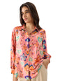The Souled Store Floral Ink Women and Girls Stylish Comfortable Regular Fit Long Sleeve Collared Neck Button Down Pink All Over