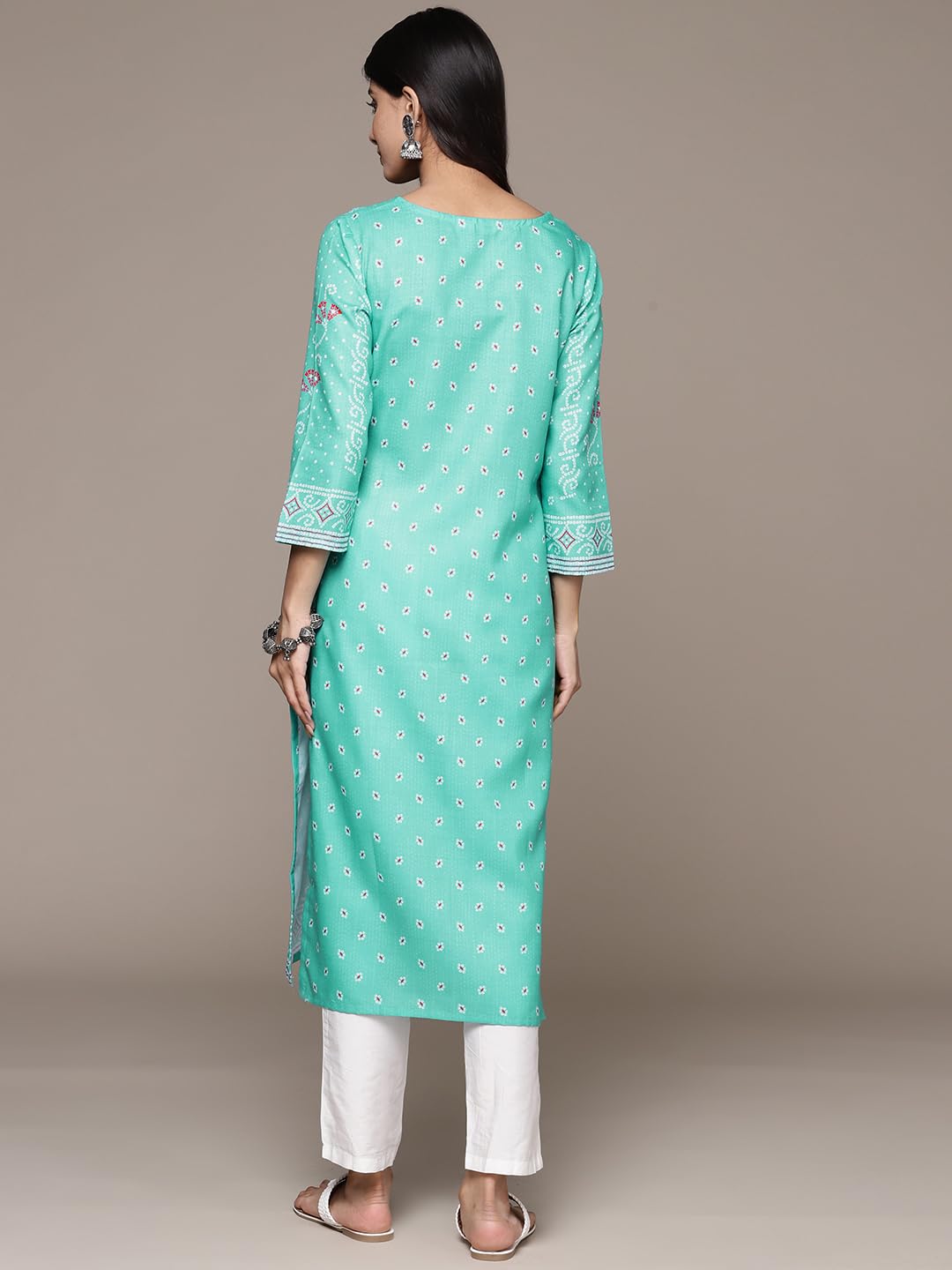 ishin Women's Silk Ethnic Motifs Pink Straight Kurta
