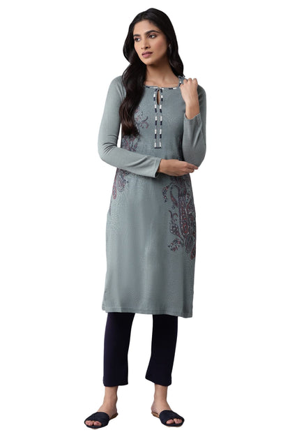 W for Woman Women Acrylic Regular Fit Light Embroidered A-Line Regular Kurta