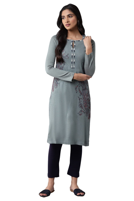 W for Woman Women Acrylic Regular Fit Light Embroidered A-Line Regular Kurta
