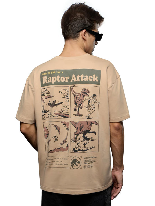 The Souled Store Jurassic Park: Dino Fossil Men and Boys Short Sleeves Round Neck Graphic Printed Cotton Heavy Gauge Casual Stre