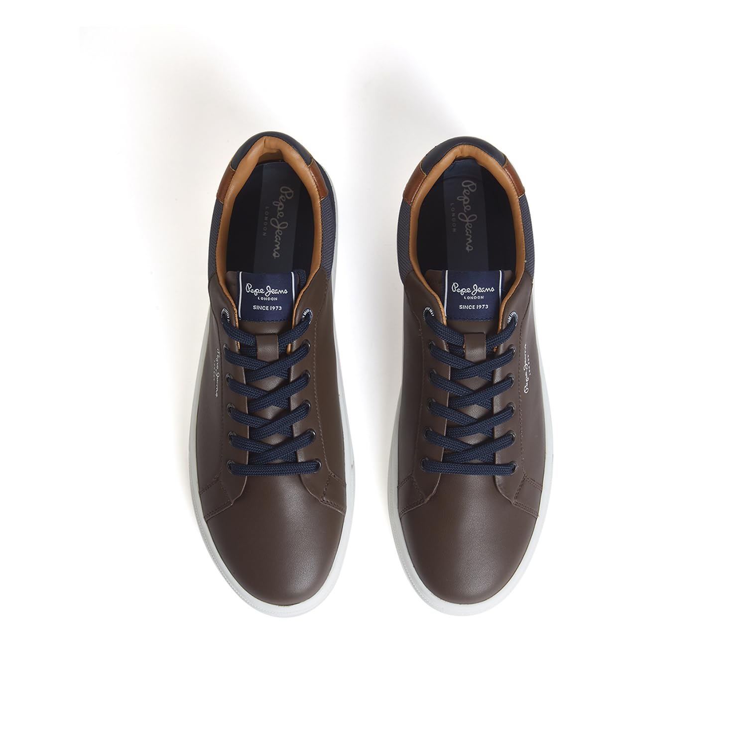 Pepe Jeans Men'S Kenton Court Brown Cupsole Sneakers, 11, Black