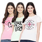 Preneum Womens Cotton Regular Fit Latest Graphic Stylish Printed Short Sleeves Casual T-Shirt || Latest Trending Style (Pack 3)