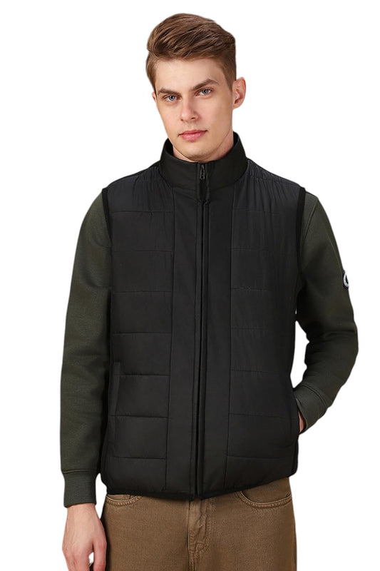 Dennis Lingo Solid Polyester Regular Fit Sleeveless Gilet Jacket For Men