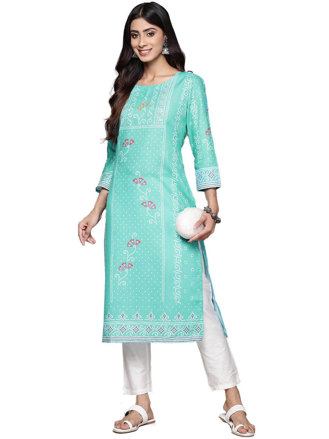 ishin Women's Silk Ethnic Motifs Pink Straight Kurta