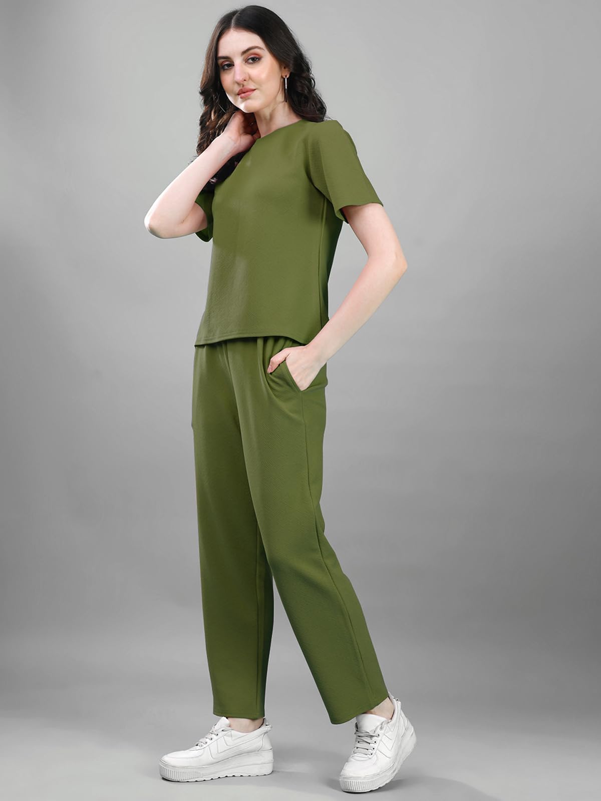 Selvia Womens Co-ords Set|Lycra Top and Trouser Set|Casual Co-ords Set for Women|Two Piece Co-ord Set|Top & Pant Set(707CTK1166