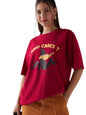Bewakoof Official Looney Tunes Merchandise Daffy Duck Womens Graphic Print Oversized Fit Half Sleeve Round Neck Cotton Jersey T