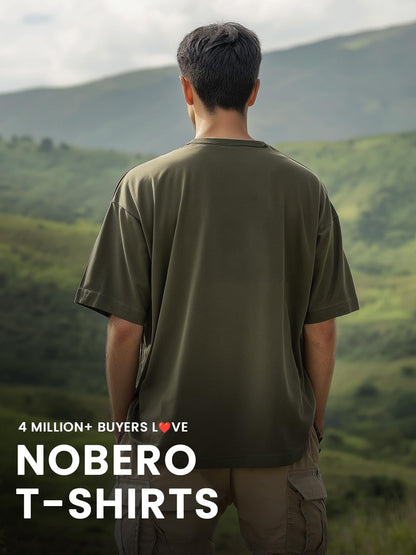 Nobero MenS Cotton Solid Oversized Fit T-Shirt (1M-Twrt-C0693_Olive Green