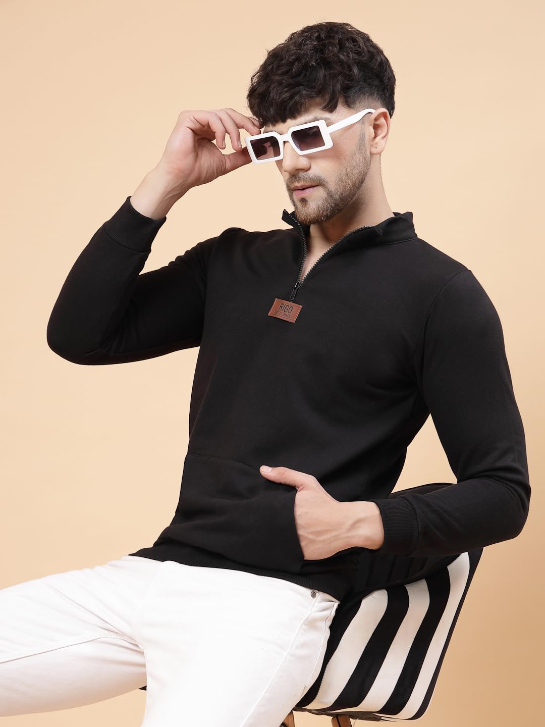 Rigo Cotton Fleece Casual Wear Printed Round Neck Sweatshirt for Men | Full Sleeves Regular Fit Sweatshirt for Men | Pullover Ho