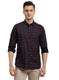 Turtle Men 100% Cotton Indigo Slim Fit Brown Printed Casual Shirt