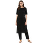 Idalia Rayon Solid Straight Black Kurta Set For Women Round V Neck Designer Kurta With Pant