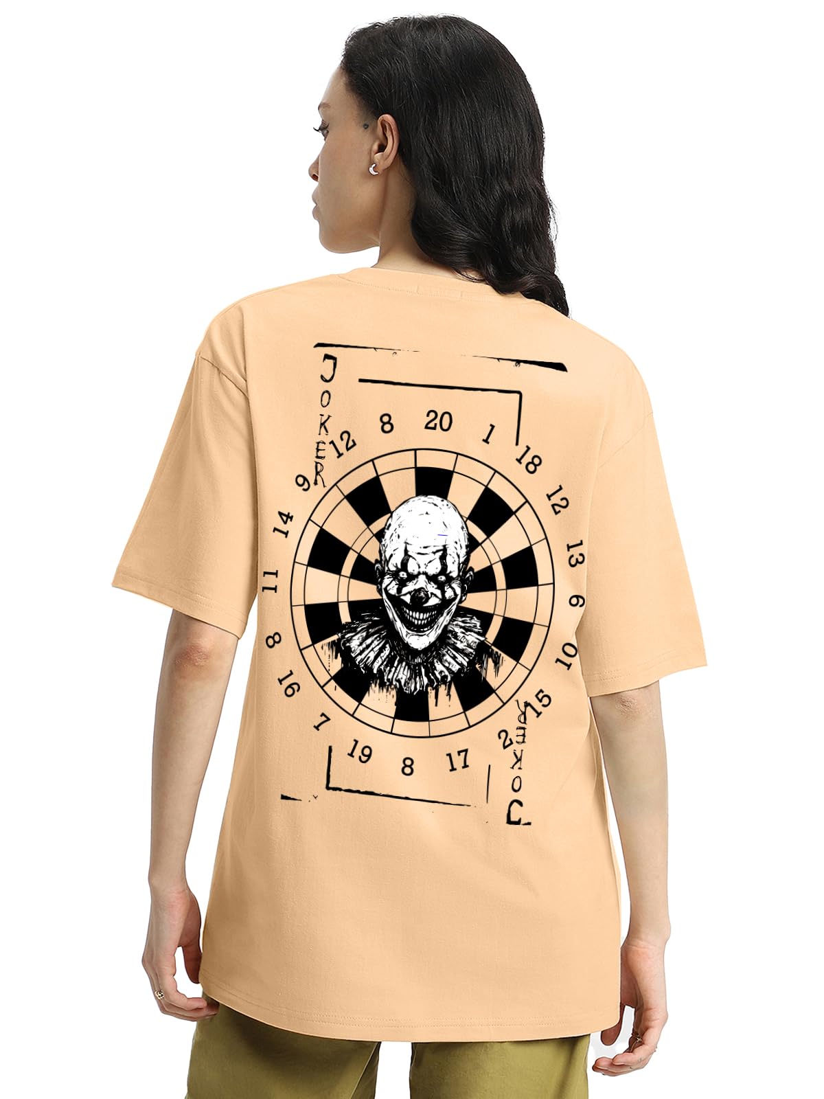 Veirdo Womens Cotton Oversized Baggy Fit Joker Graphic Printed T-Shirt/Girls