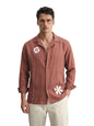 The Indian Garage Co Mens Relaxed Fit Embroidered Cuban Collar Full Sleeves Resort Sweater