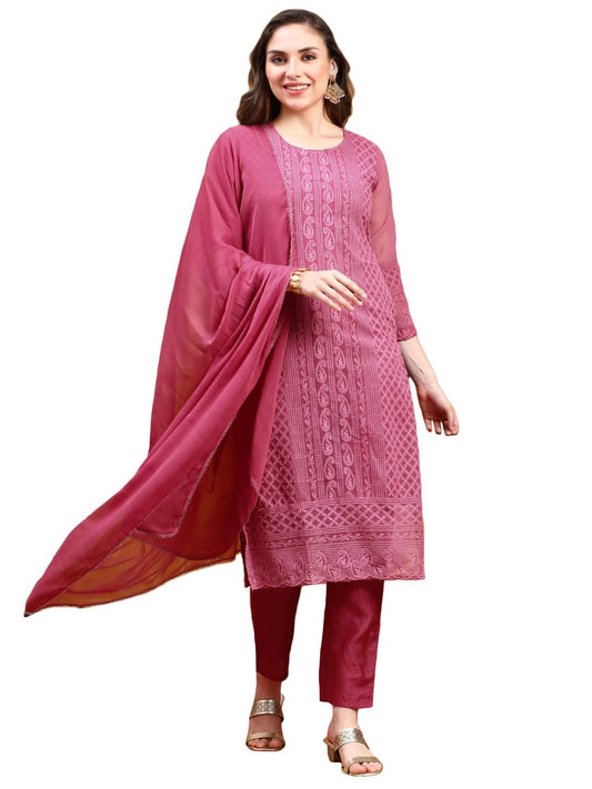 ishin Women PURPLE 3pcs Kurta Set with Dupatta