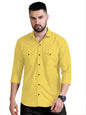 Rebelify MenS Double Pocket Shirt  Classic Casual Cotton Blend With Adjustable Cuffs Yellow