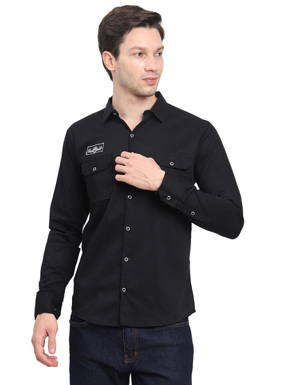 Shasmi Mens Double Pocket Cotton Shirt | Formal | Office Wear | Plain | Full Sleeve - Slim Fit Shirt for Men | Shirt for Men |