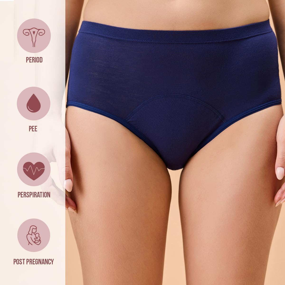 Nykd (Nyp271 Sustainable Bamboo Cotton Period Panty For Women | Leakproof, Anti Odor & Anti Bacterial Underwear With High Absorb