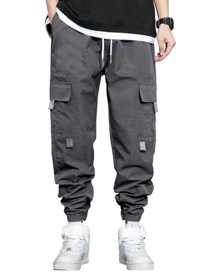 Shasmi Grey Mens Casual Joggers with Elastic Waist, Multi-Pocket Design, Boys Casual Cargo Joggers Men Track Pant for Men ll T
