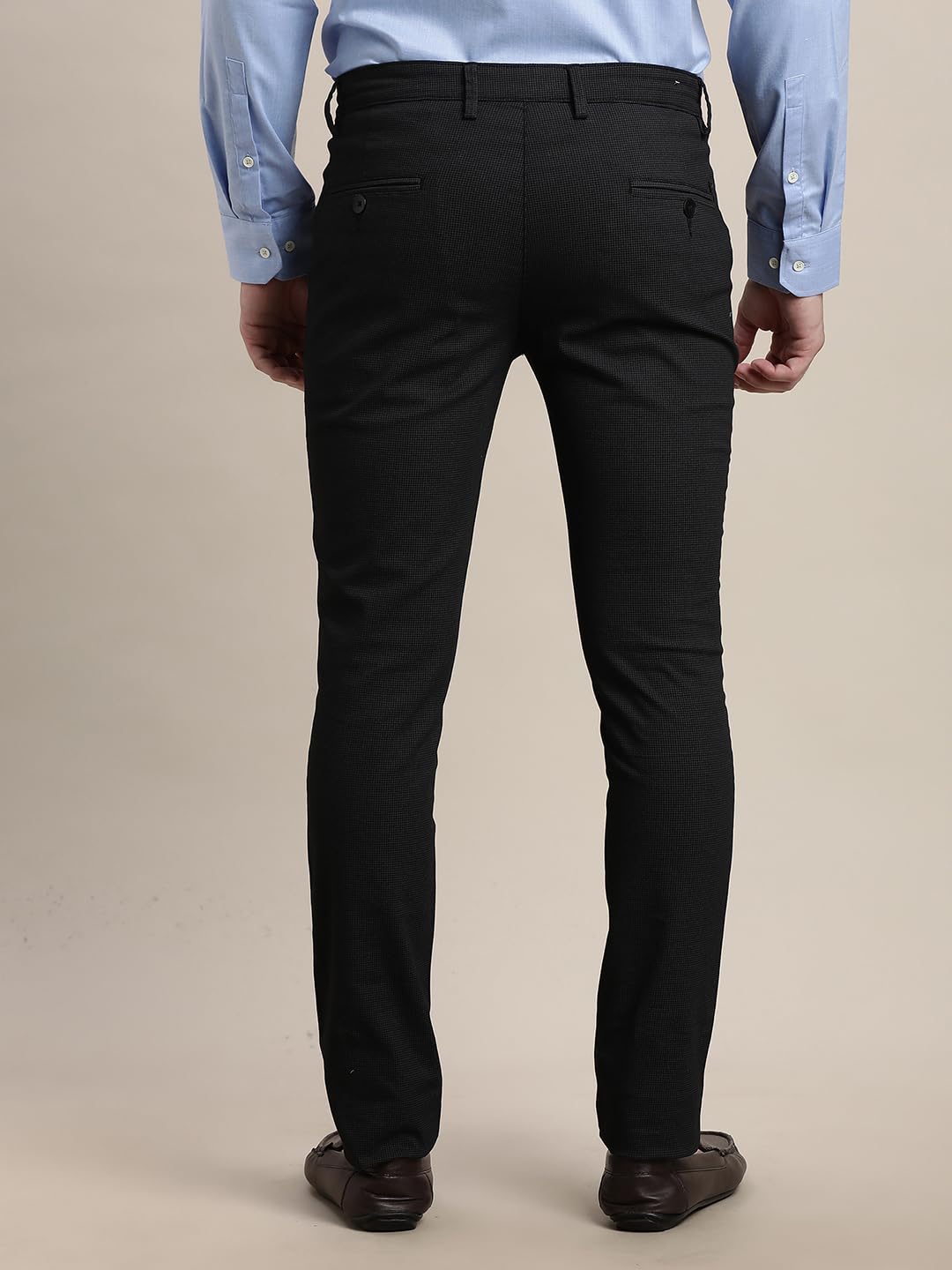Turtle Men Cotton Stretch Narrow Fit Printed Black Flat Front Casual Trouser || Pant || Mens Trouser
