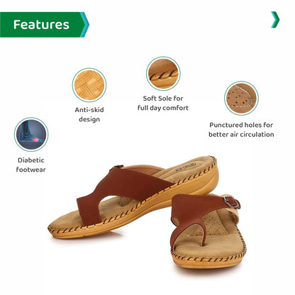 Ortho Joy WomenS Extra-Soft Doctor Ortho Slippers - Brown