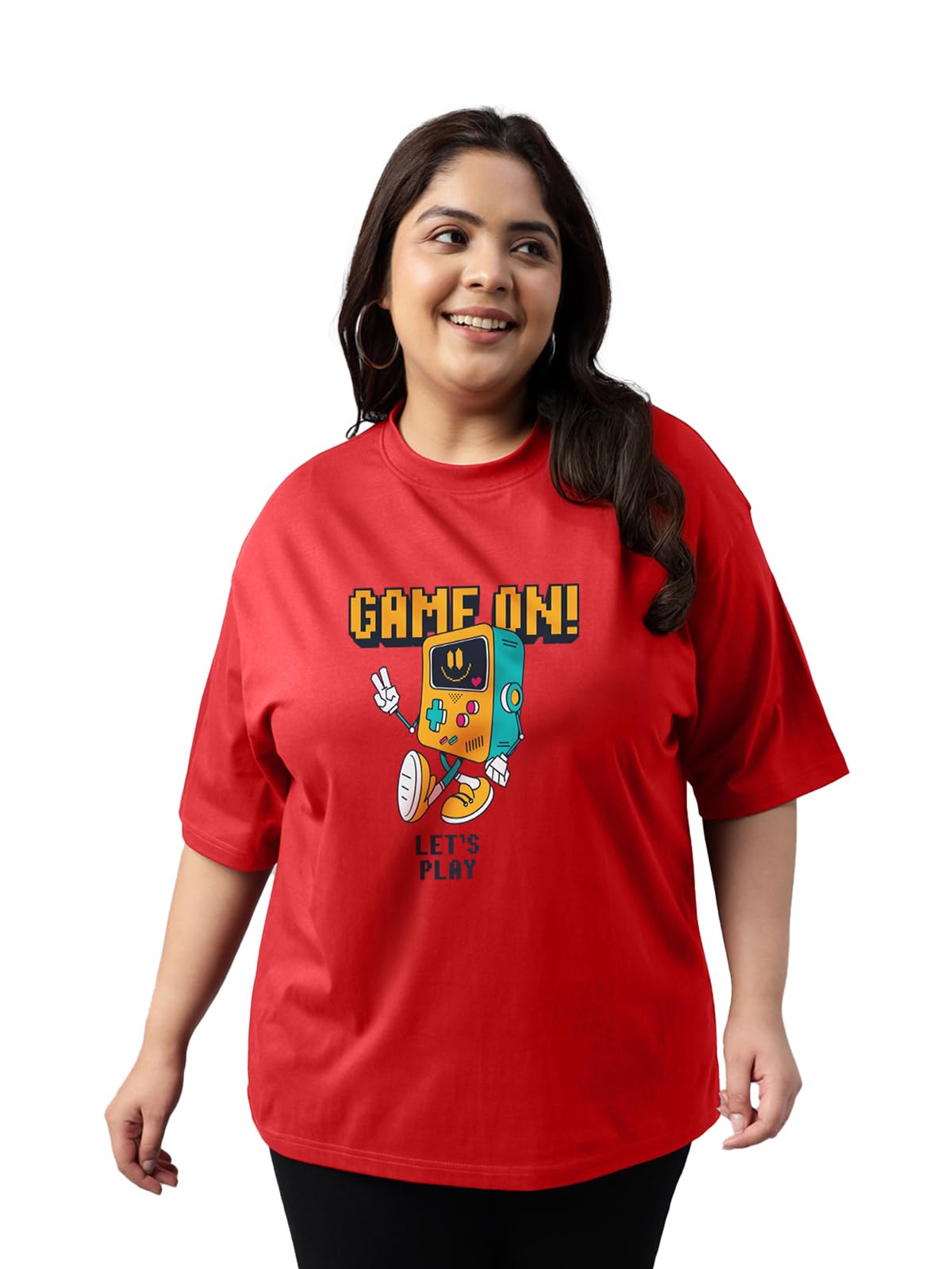 Juneberry 100% Pure Cotton Oversized Fit Latest & Trendy All Over Prints Half Sleeve Plus Size T-Shirt For Women & Girls (Ps_Jbg