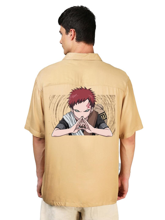 Bewakoof Official Naruto Merchandise MenS Graphic Printed Oversized Shirt_620477_Brown_M