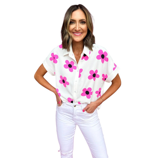 Gufrina WomenS Rayon Shirt With Half Sleeves Spread Collar Neck Floral Printed Relaxed Fit Button Down And Standard Length