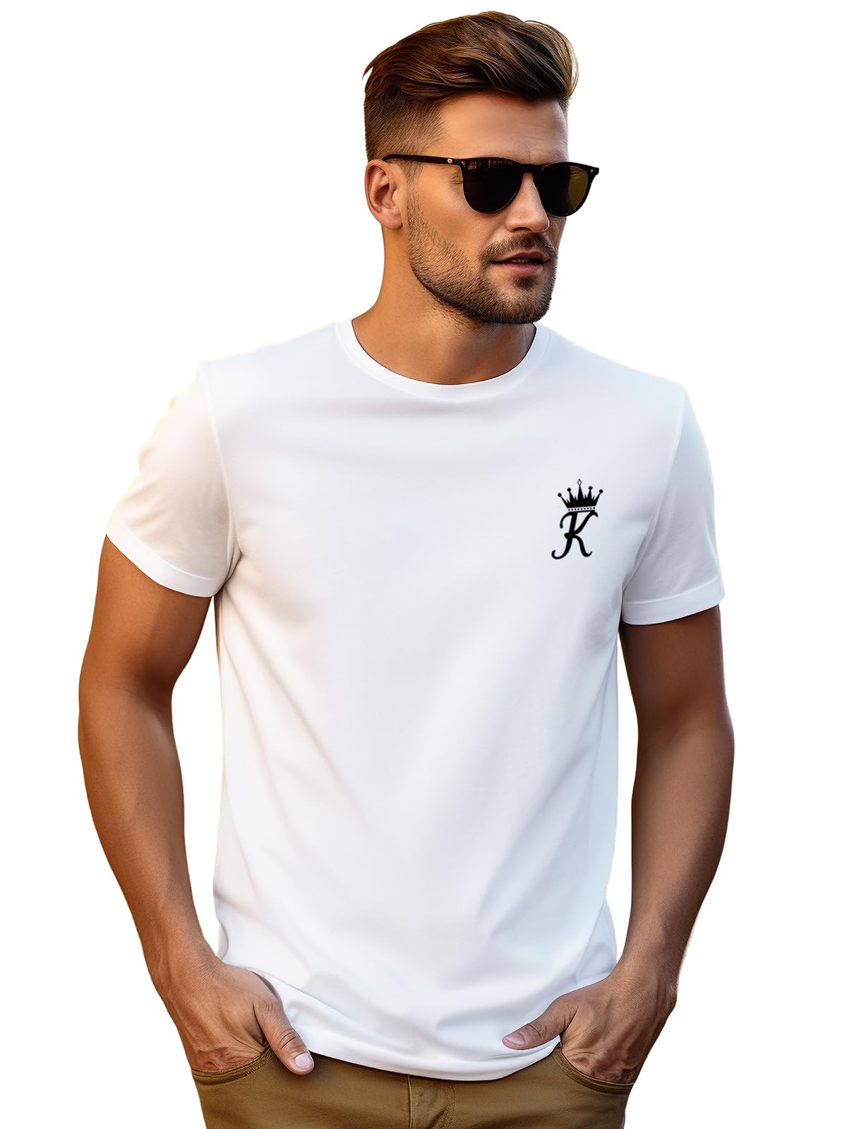 ADRO T-Shirts for MenChest Printed T-Shirt for MenCotton Tshirt for Men|RN24-STICK-KK-WH