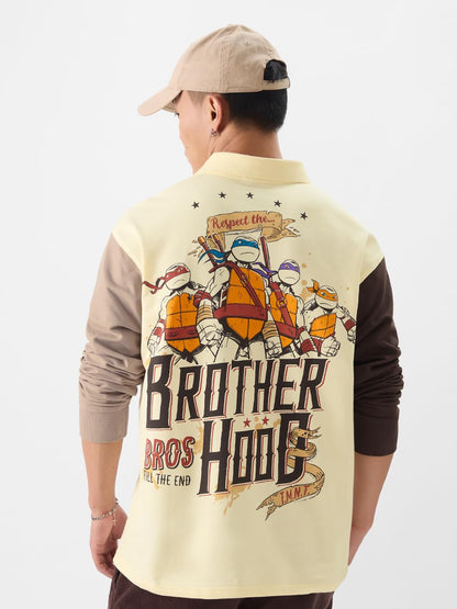 The Souled Store Official TMNT: Brotherhood Men Rugby Polos Mens Polos Graphic Tees Casual Fashion Regular Fit Drop Cut Round N