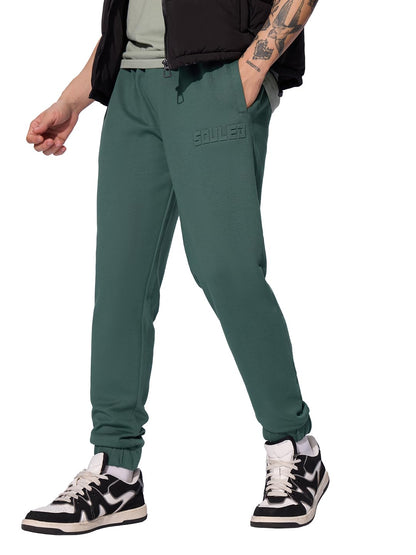 The Souled Store Solids: Pine Green Men and Boys Drawstringed Cotton Slim Fit Comfortable Athleisure Joggers
