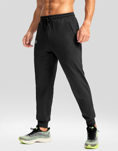 CB-COLEBROOK Mens Fleece Joggers with Zipper Pockets Solid TreckPants Water Resistant Athletic Workout Gym Sweatpants for Men (