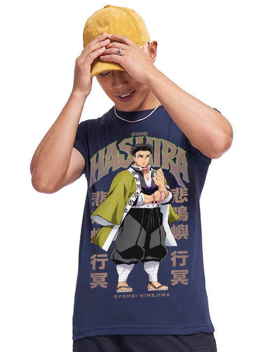 Bewakoof Official Demon Slayer Merchandise Hashira Mens Graphic Printed Regular Fit Half Sleeve Round Neck Cotton Jersey T-Shir