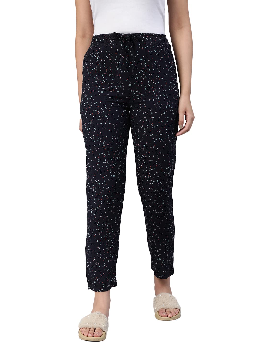 Lyra WomnS Printed Rayon Pyjama With Zipper Pocket