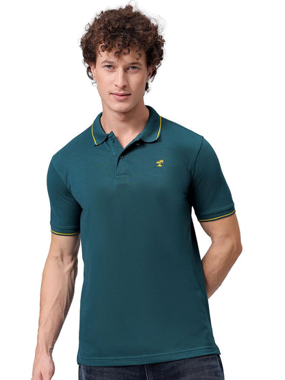 The Indian Garage Co Men Slim Fit Solid Polo Collar Tshirt