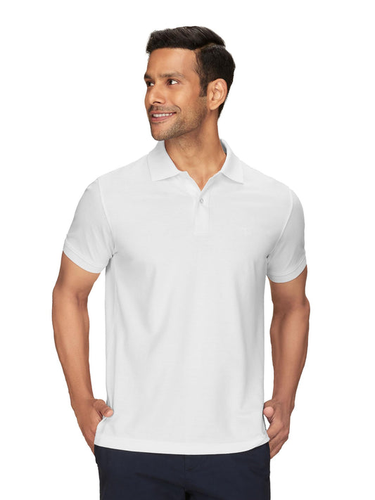 XYXX Mens Solid Regular Fit Shirt (XY_CR14_Polo Tshirt_1_White