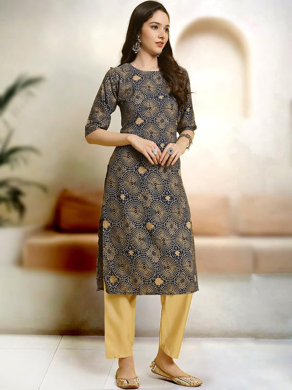 Pinkmint Straight Printed Kurti Party Wera Kurti Kurta Pant Set (Pack Of 2) Red-Black