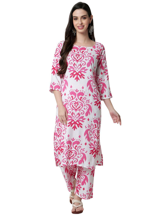 rytras Women's Cotton Printed Straight Kurta and Pant Set