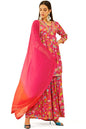 Soch Womens Fuchsia Muslin Floral Printed sharara Suit Set with Sequinned Details