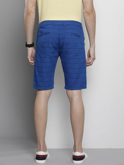 The Indian Garage Co Men Slim Fit Printed Mid-Rise Shorts Cobalt Blue