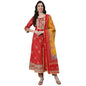 Anubhutee WomenS Cotton Red Gota Patti Ethnic Motifs Yoke Design Anarkali Kurta Suit Set With Churidar And Dupatta