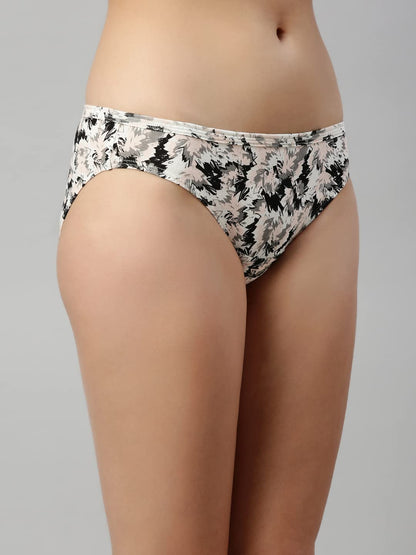 Enamor Womens Pure Cotton Full Coverage & Low Waist Antimicrobial, Stain Release Finish Graphic Bikini Style Underwear (Cb03Mcp