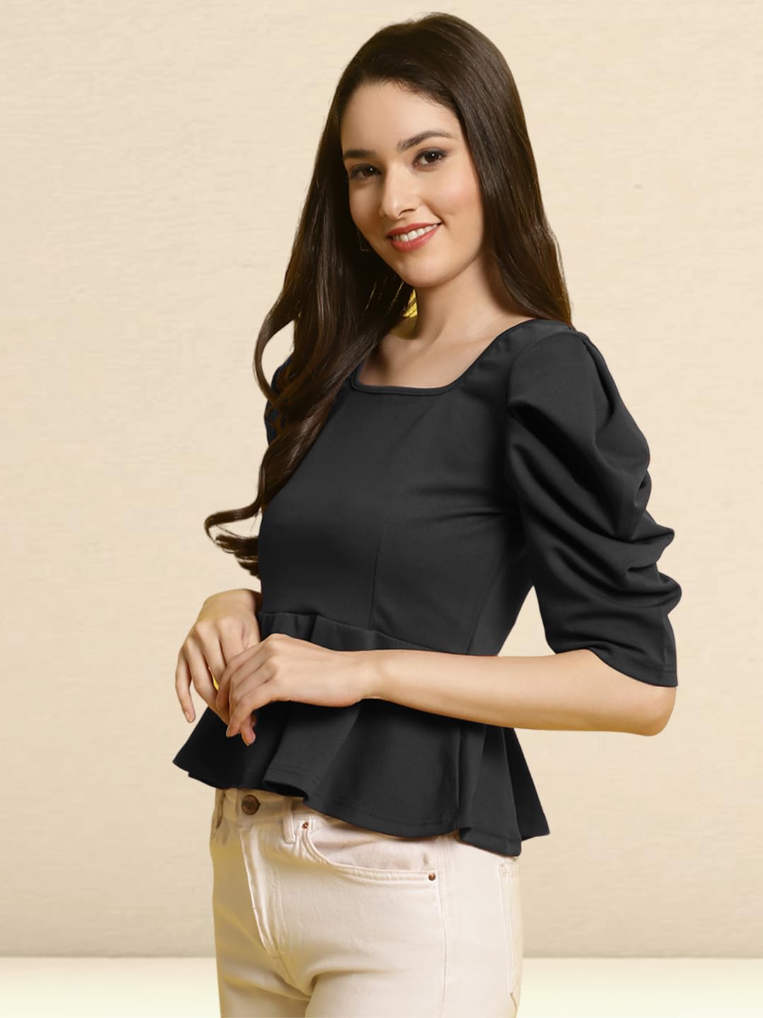 Tee Projekt Womens Casual Trendy Top with Stylish Short Puff Sleeves ll Soft & Stylish Womens Tee