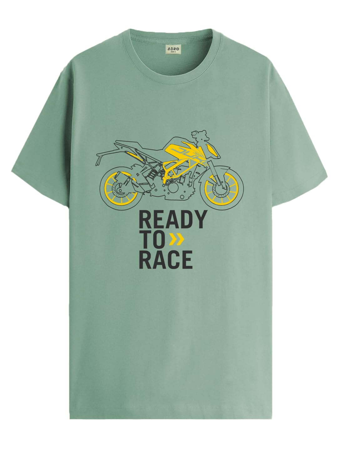 ADRO Men's Biker Design Printed 100% Cotton T-Shirt - Regular Fit, Printed T-Shirts for Men (RN24-KTM-PT_Pista)