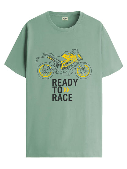 ADRO Men's Biker Design Printed 100% Cotton T-Shirt - Regular Fit, Printed T-Shirts for Men (RN24-KTM-PT_Pista)