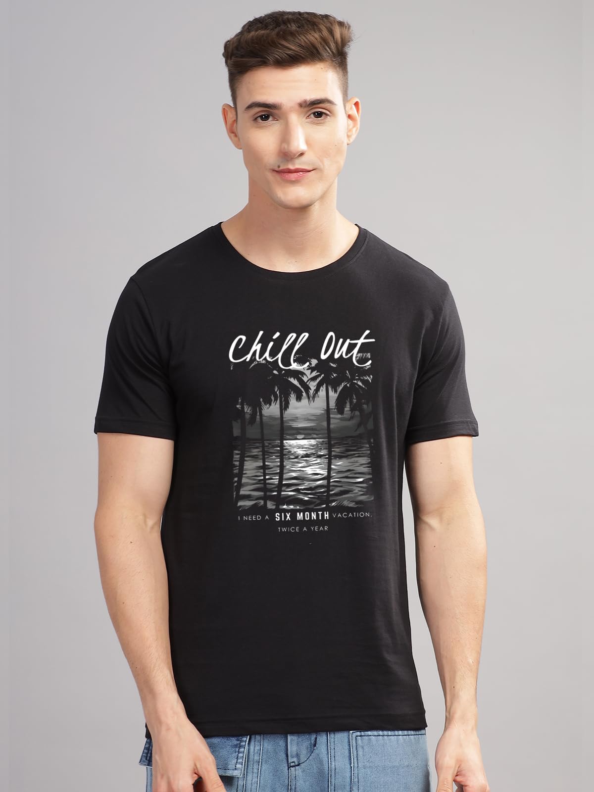 ADRO Mens Nature Graphic Tshirt - Premium Cotton T-Shirt with Stunning Nature Design - Best for Outdoor Enthusiasts Print Black