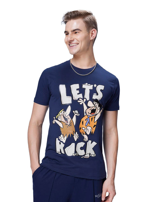 Bewakoof Official Cartoon Network Merchandise Mens Cotton Graphic Printed Regular Fit T-Shirt_608737_Blue_M